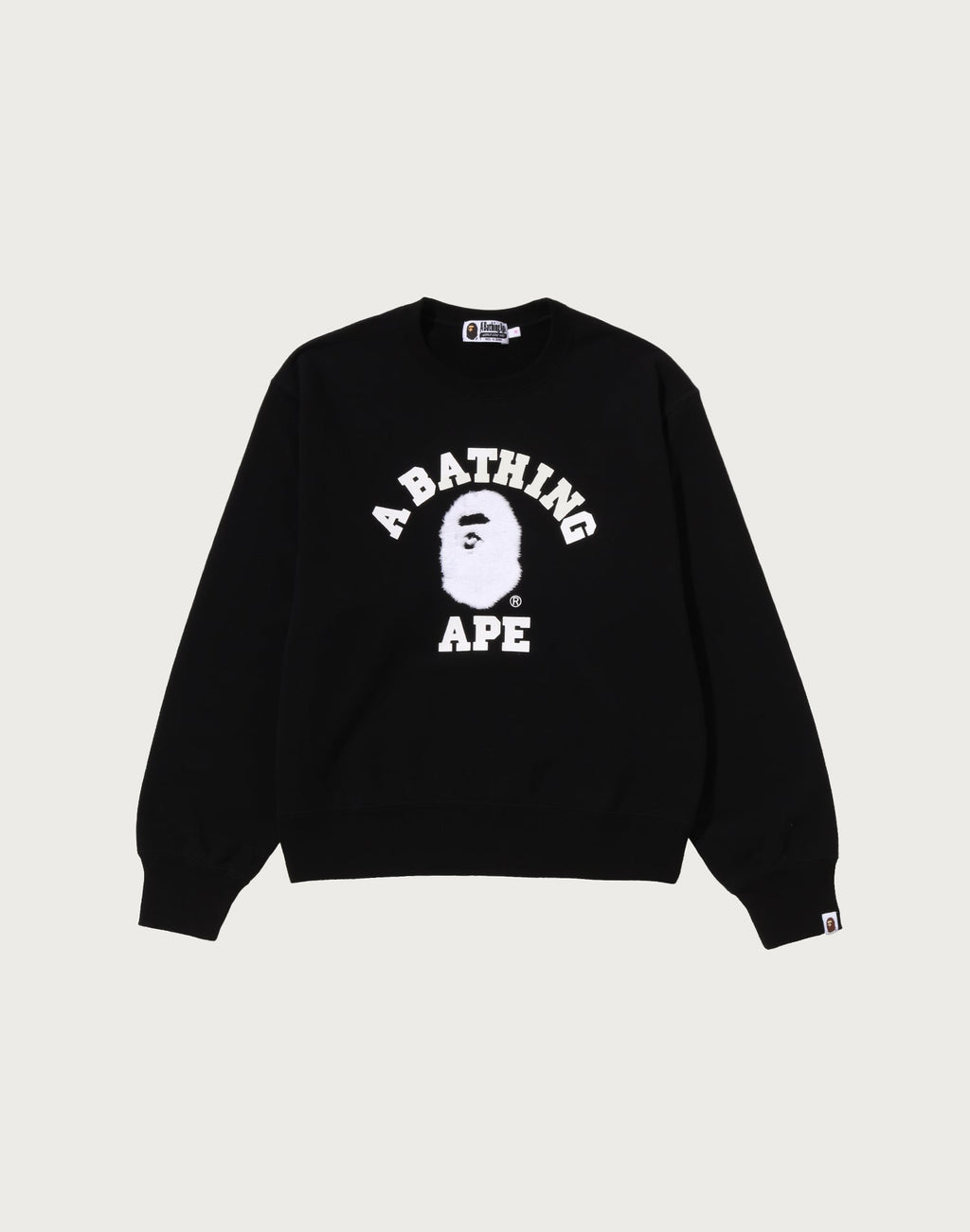COLLEGE FUR PATCH CREWNECK SWEATSHIRT LADIES