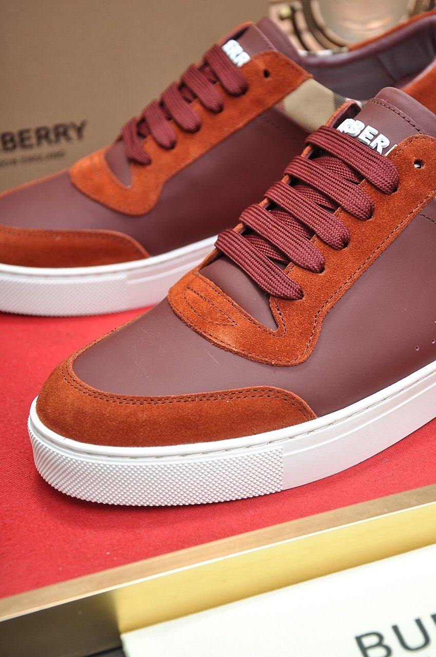 Burberry Check Heel Low-Top Sneakers - Beige Check Heel Panels