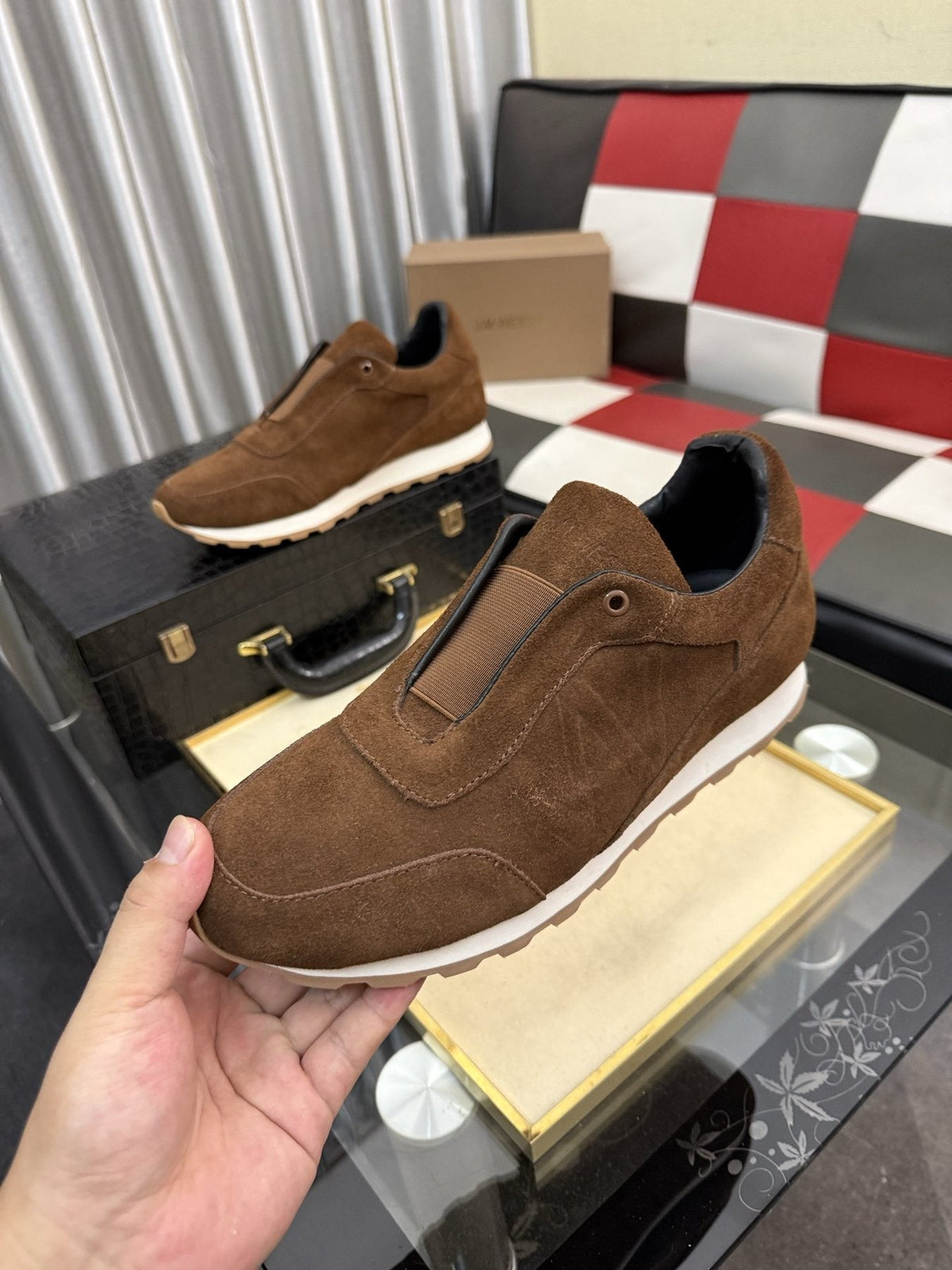 Men's J.M. Weston Brown Slip-On Sneakers