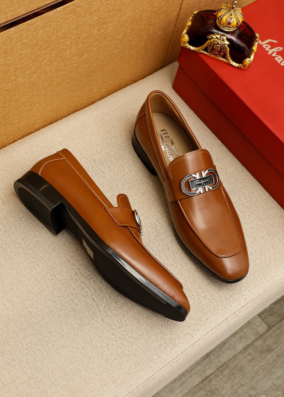 Salvatore Ferragamo Men's Buckle Slip-On Loafers